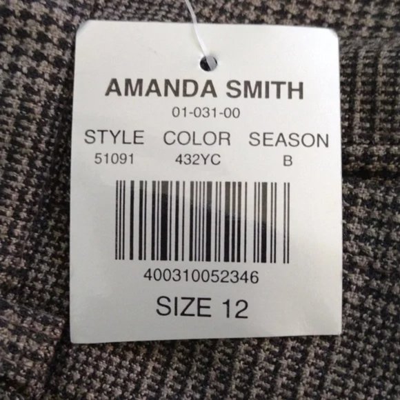 Vintage High Waist Dress Pants 90s Amanda Smith Brown Houndstooth Trousers NWT - Picture 3 of 11